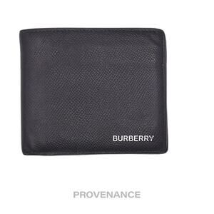 🔴 Burberry Logo Bifold Wallet - Black Grained Leather
